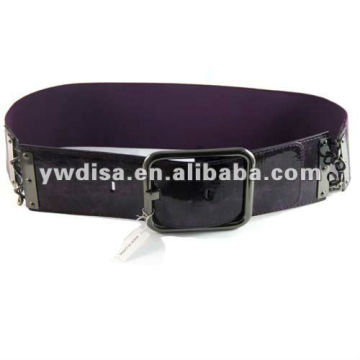 Púrpura PU y cinturón elástico para la mujer